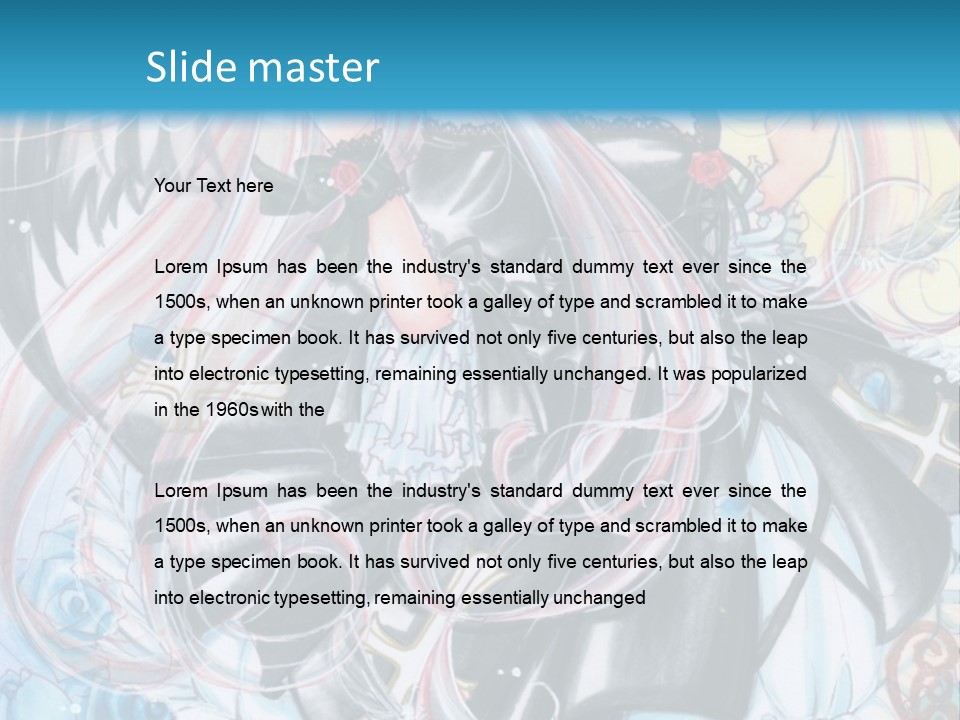 A Girl With Long Hair And Wings On A Skateboard In Front Of A Blue PowerPoint Template