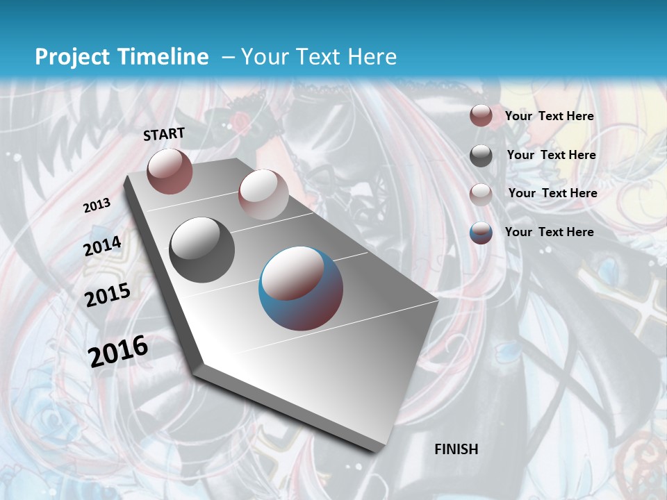 A Girl With Long Hair And Wings On A Skateboard In Front Of A Blue PowerPoint Template