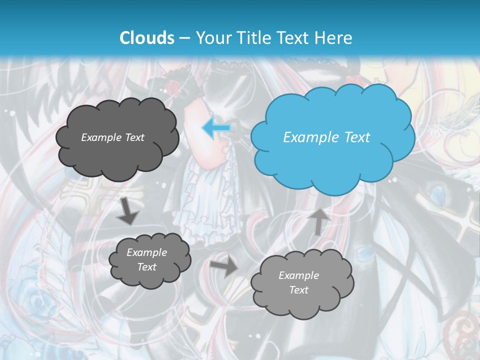 A Girl With Long Hair And Wings On A Skateboard In Front Of A Blue PowerPoint Template