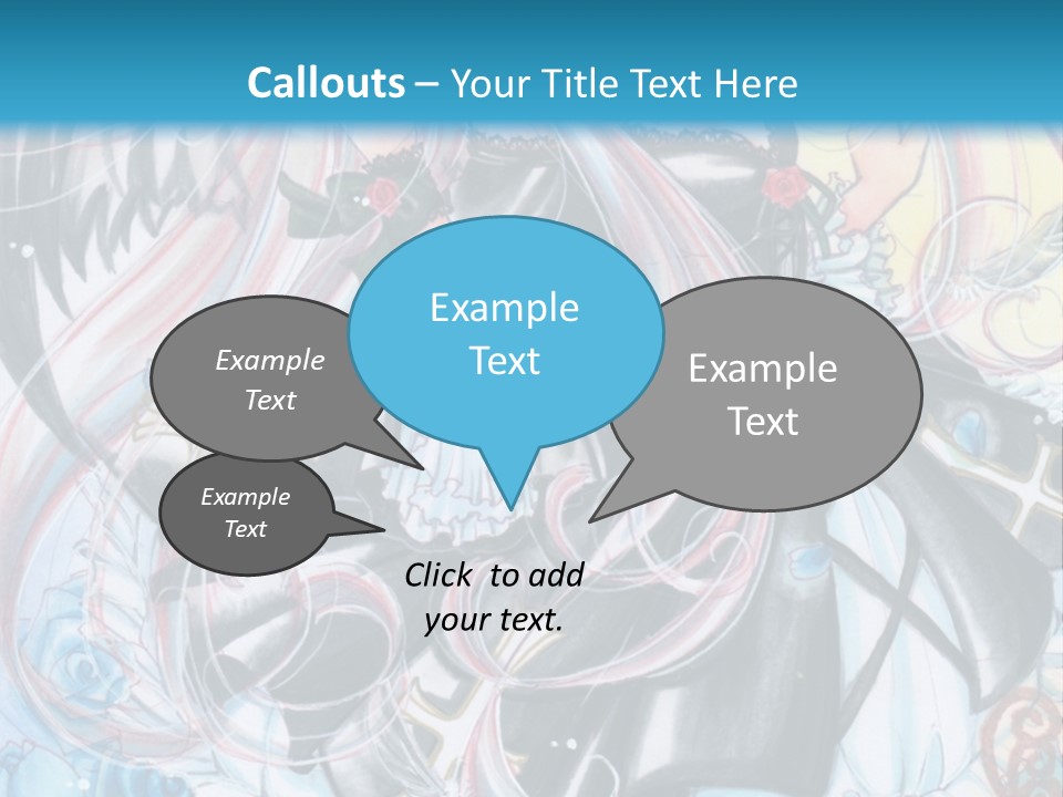 A Girl With Long Hair And Wings On A Skateboard In Front Of A Blue PowerPoint Template