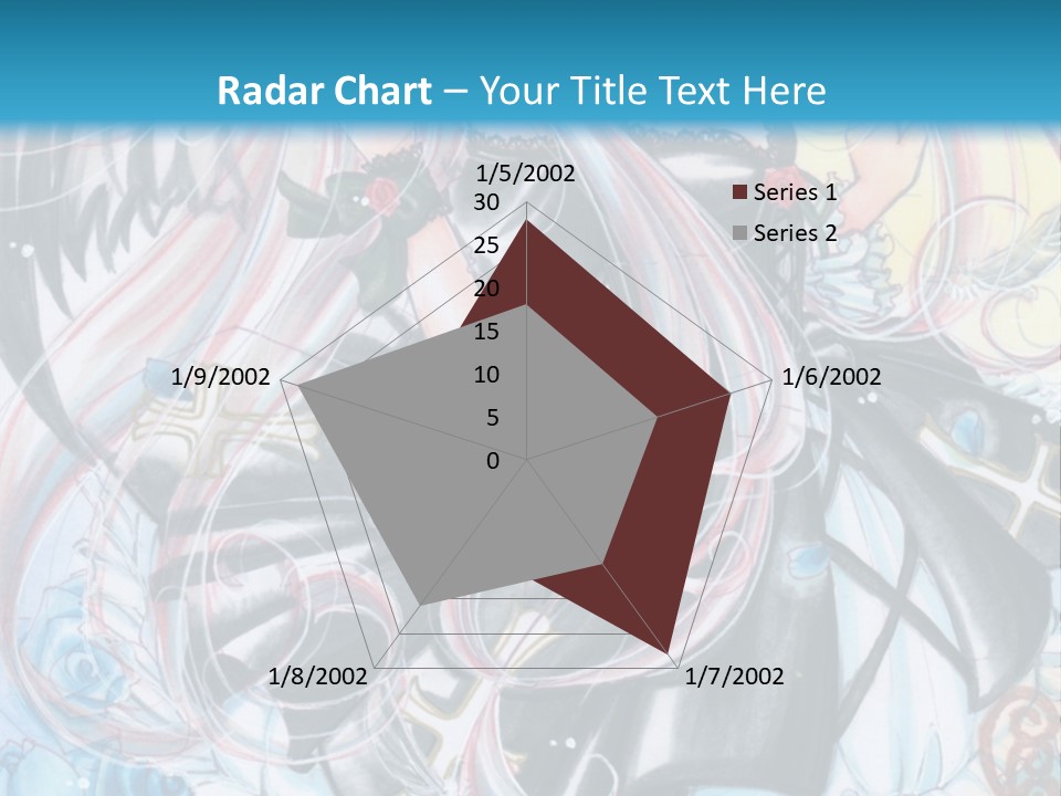 A Girl With Long Hair And Wings On A Skateboard In Front Of A Blue PowerPoint Template