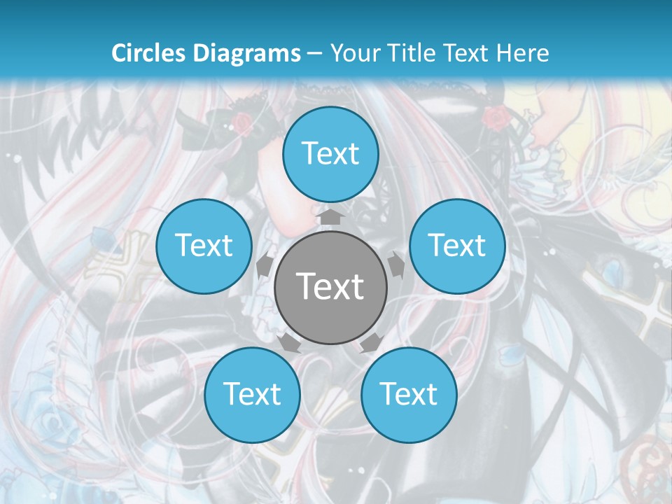 A Girl With Long Hair And Wings On A Skateboard In Front Of A Blue PowerPoint Template