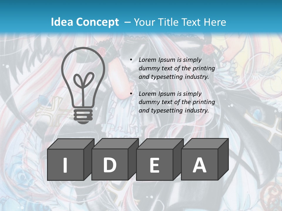 A Girl With Long Hair And Wings On A Skateboard In Front Of A Blue PowerPoint Template