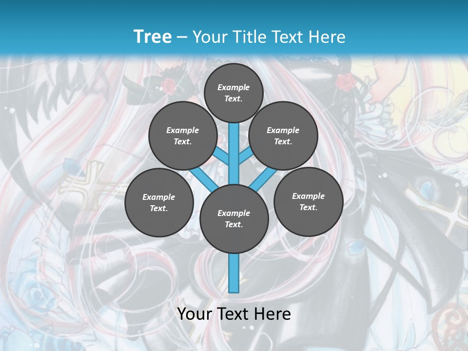 A Girl With Long Hair And Wings On A Skateboard In Front Of A Blue PowerPoint Template