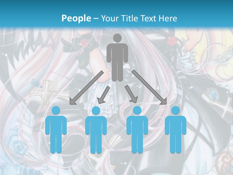 A Girl With Long Hair And Wings On A Skateboard In Front Of A Blue PowerPoint Template