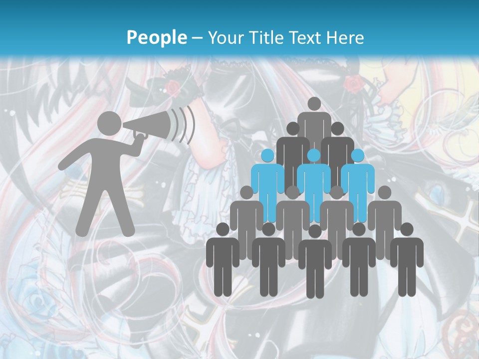 A Girl With Long Hair And Wings On A Skateboard In Front Of A Blue PowerPoint Template