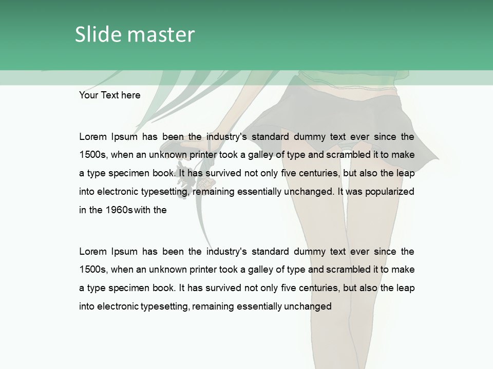 A Girl With Green Hair Is Standing Next To A Wall PowerPoint Template