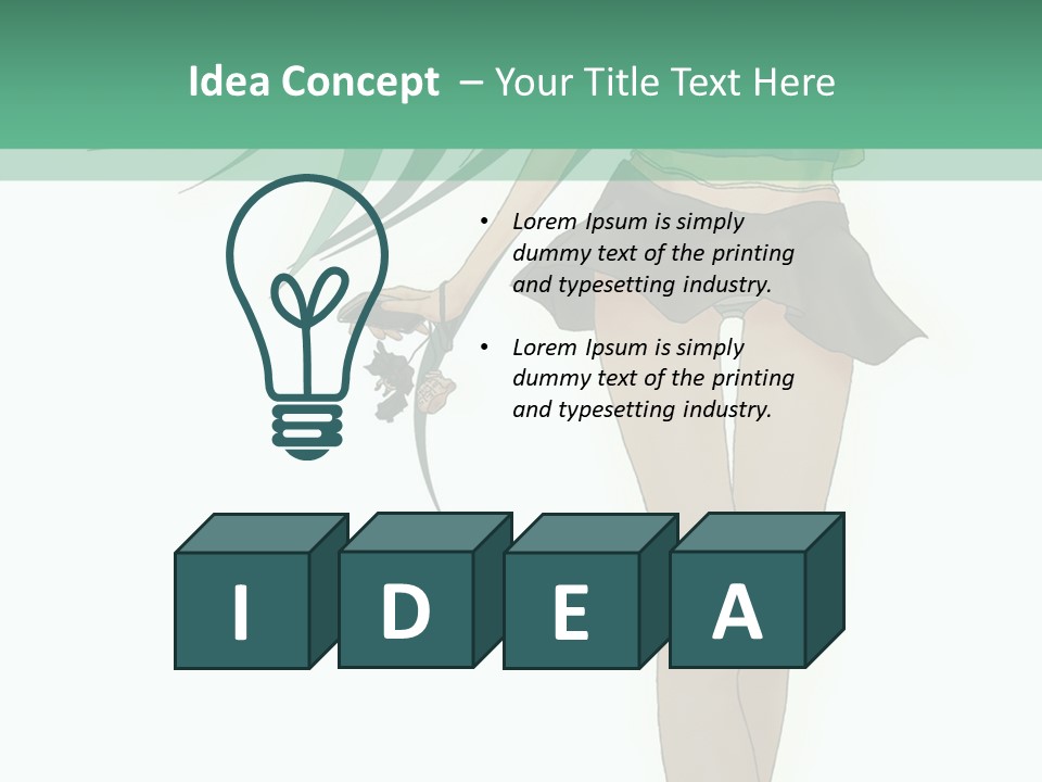 A Girl With Green Hair Is Standing Next To A Wall PowerPoint Template