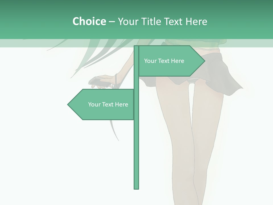 A Girl With Green Hair Is Standing Next To A Wall PowerPoint Template