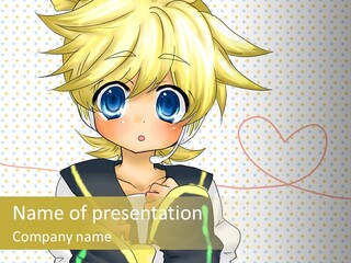 A Cartoon Character With Blue Eyes And Blonde Hair PowerPoint Template