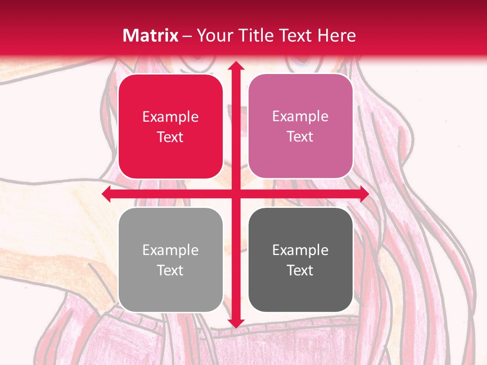 A Drawing Of A Girl With Long Pink Hair PowerPoint Template