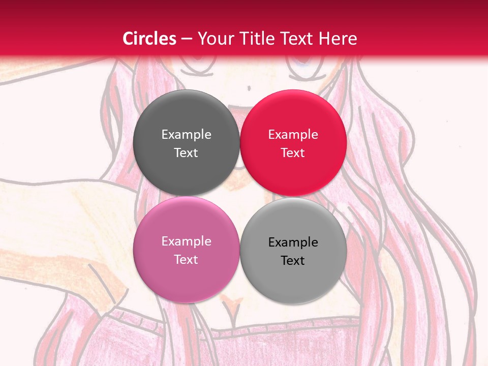 A Drawing Of A Girl With Long Pink Hair PowerPoint Template