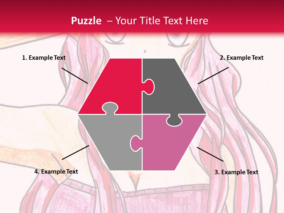 A Drawing Of A Girl With Long Pink Hair PowerPoint Template