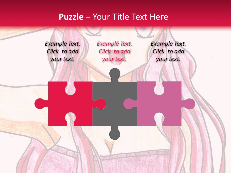 A Drawing Of A Girl With Long Pink Hair PowerPoint Template