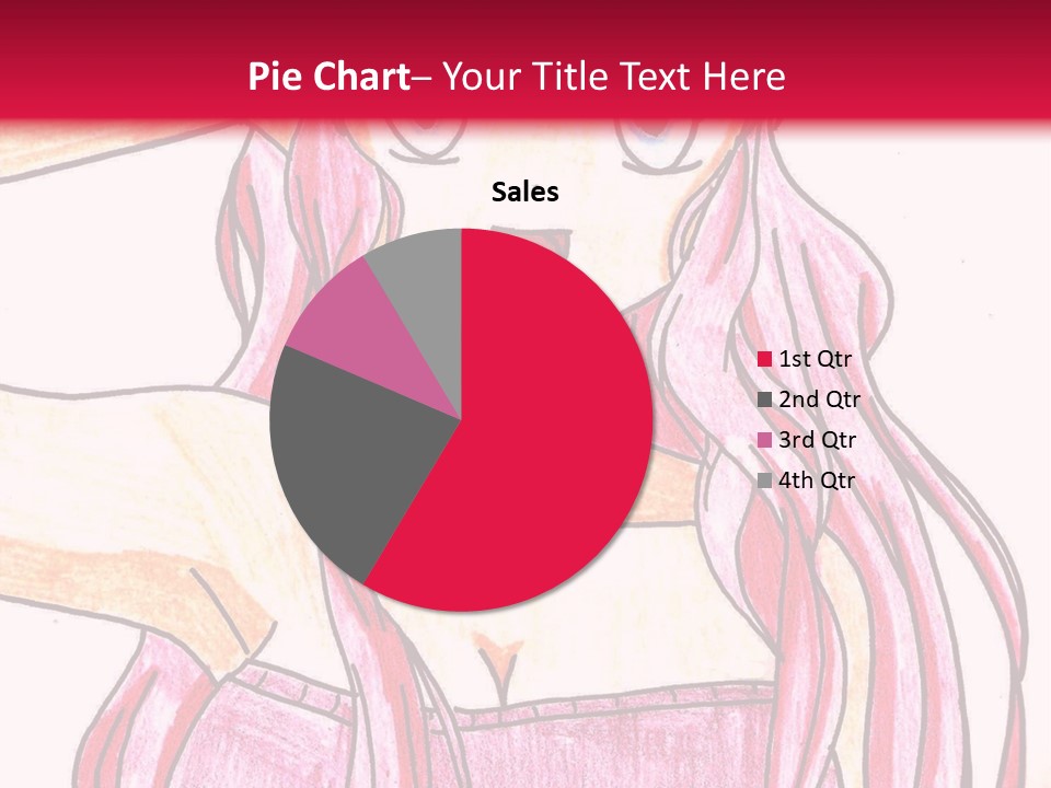 A Drawing Of A Girl With Long Pink Hair PowerPoint Template