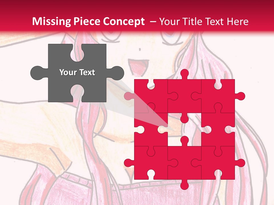 A Drawing Of A Girl With Long Pink Hair PowerPoint Template