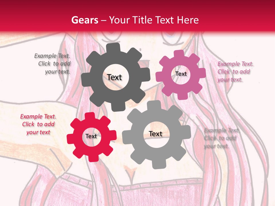 A Drawing Of A Girl With Long Pink Hair PowerPoint Template