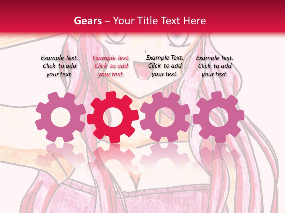 A Drawing Of A Girl With Long Pink Hair PowerPoint Template
