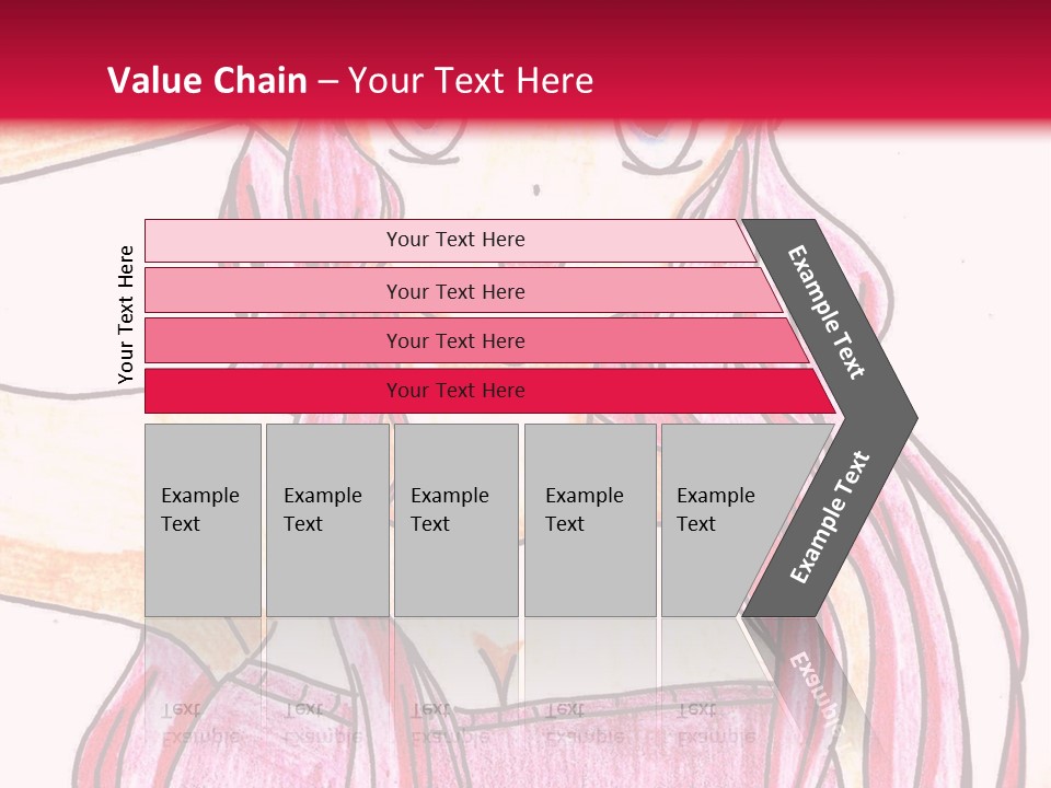 A Drawing Of A Girl With Long Pink Hair PowerPoint Template