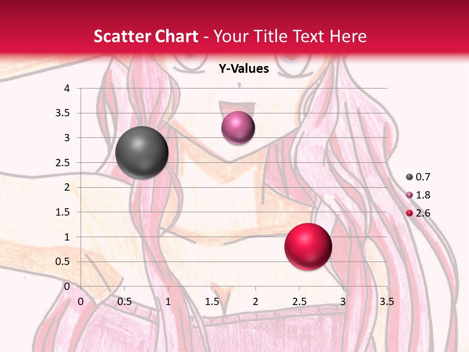 A Drawing Of A Girl With Long Pink Hair PowerPoint Template