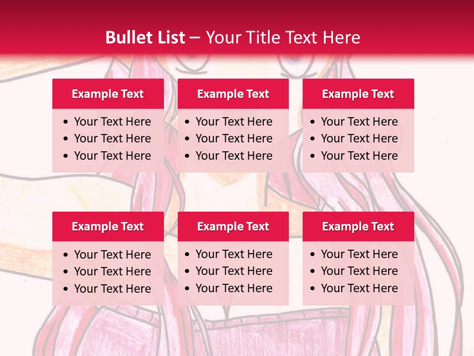 A Drawing Of A Girl With Long Pink Hair PowerPoint Template