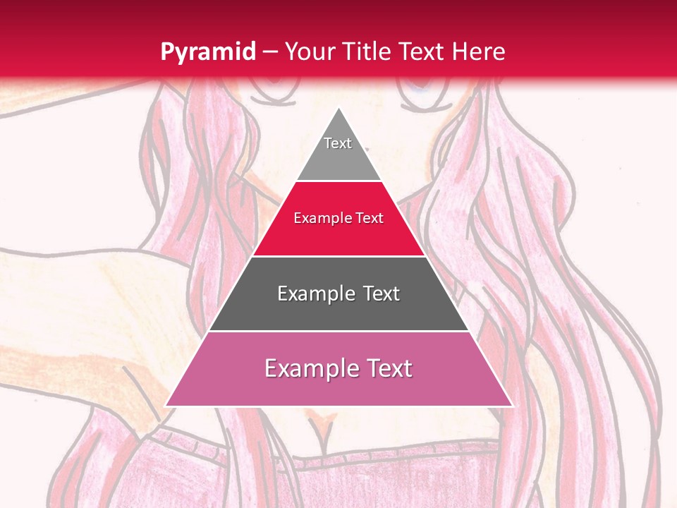 A Drawing Of A Girl With Long Pink Hair PowerPoint Template