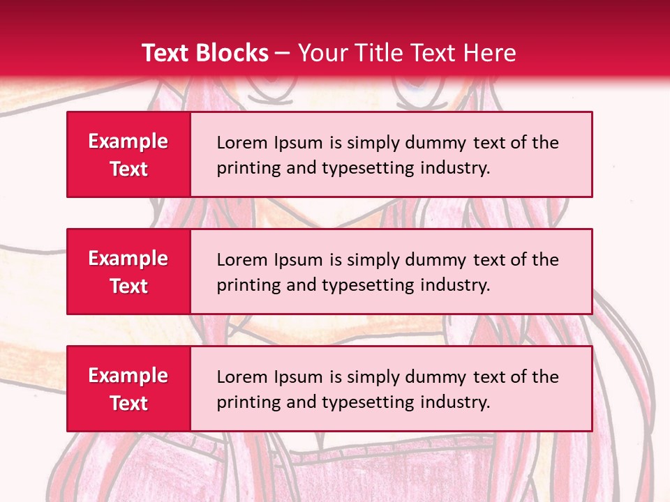 A Drawing Of A Girl With Long Pink Hair PowerPoint Template