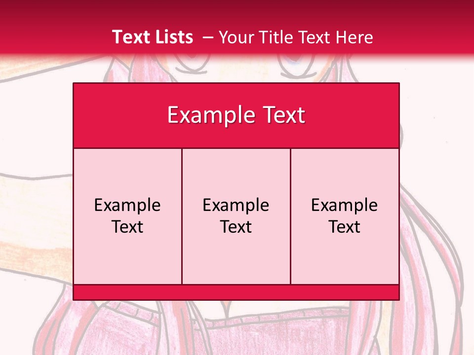 A Drawing Of A Girl With Long Pink Hair PowerPoint Template