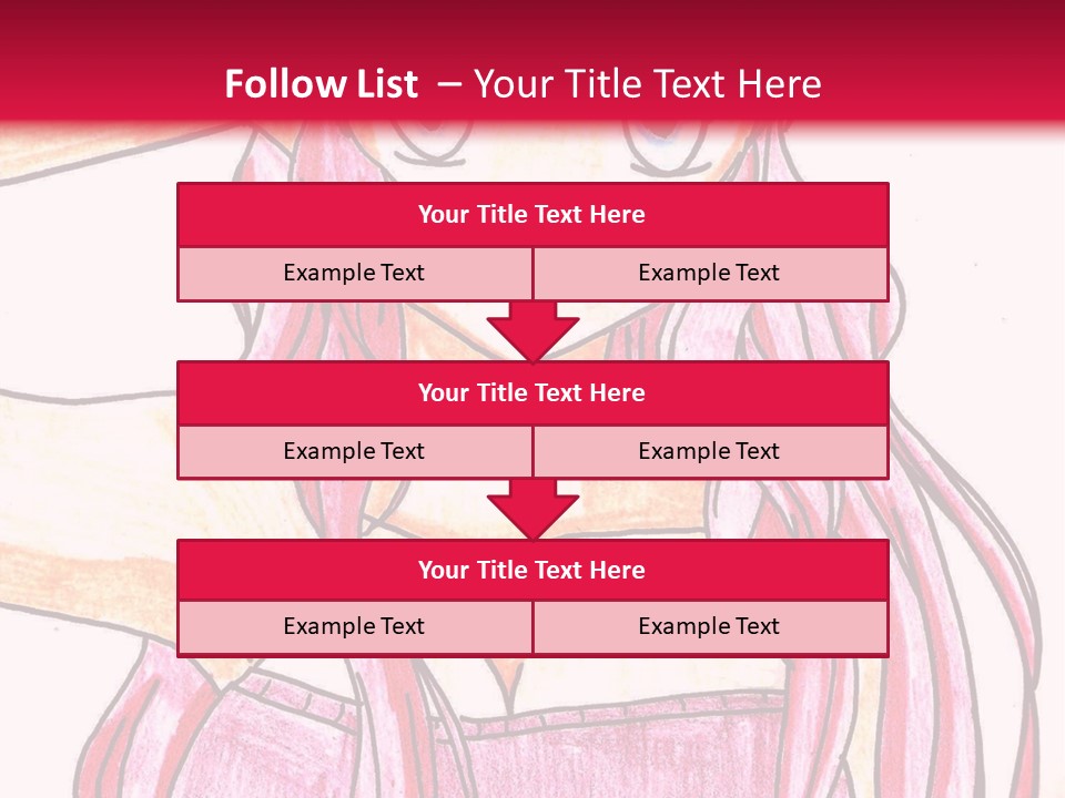 A Drawing Of A Girl With Long Pink Hair PowerPoint Template