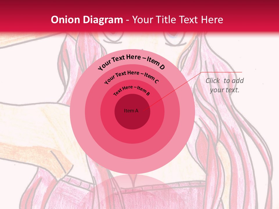 A Drawing Of A Girl With Long Pink Hair PowerPoint Template
