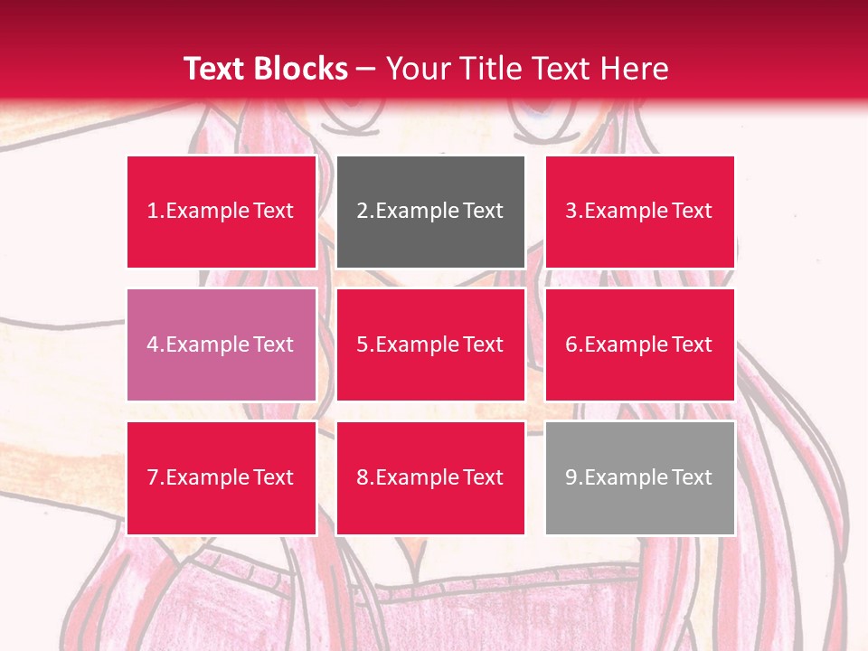 A Drawing Of A Girl With Long Pink Hair PowerPoint Template