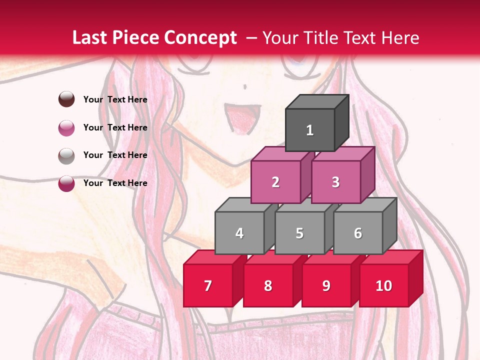 A Drawing Of A Girl With Long Pink Hair PowerPoint Template