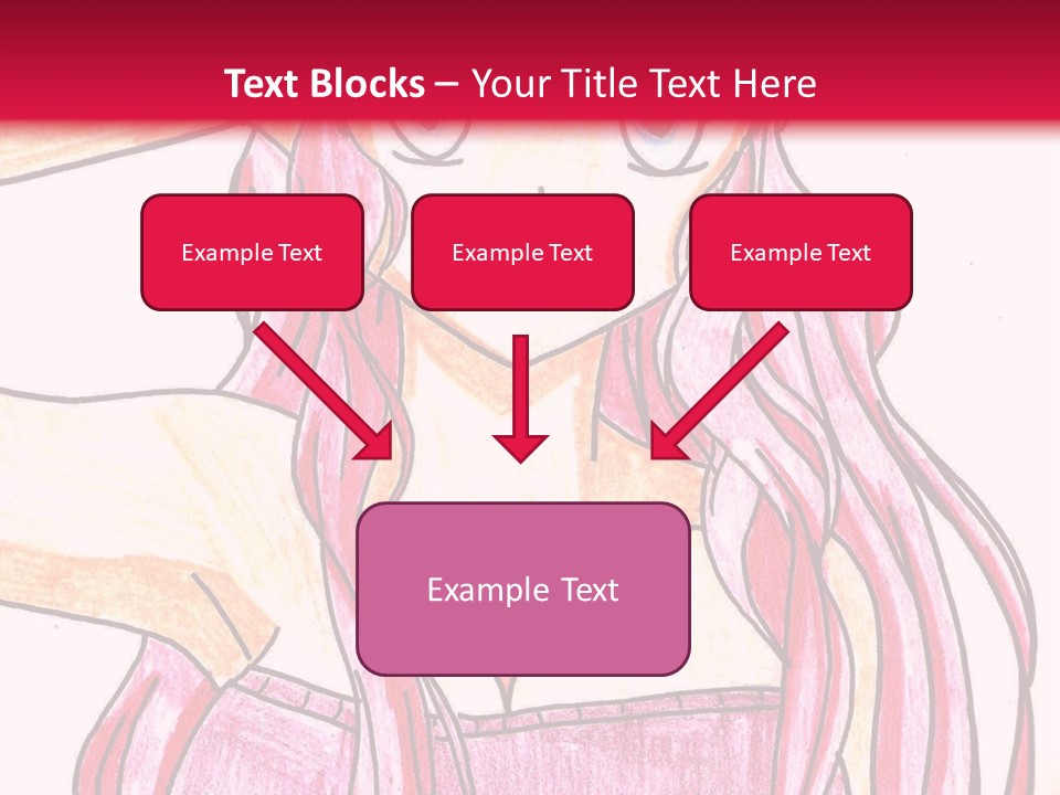 A Drawing Of A Girl With Long Pink Hair PowerPoint Template