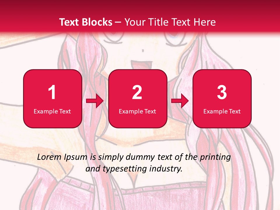 A Drawing Of A Girl With Long Pink Hair PowerPoint Template