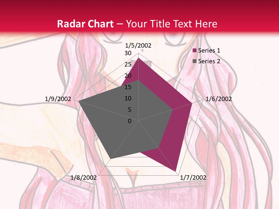 A Drawing Of A Girl With Long Pink Hair PowerPoint Template