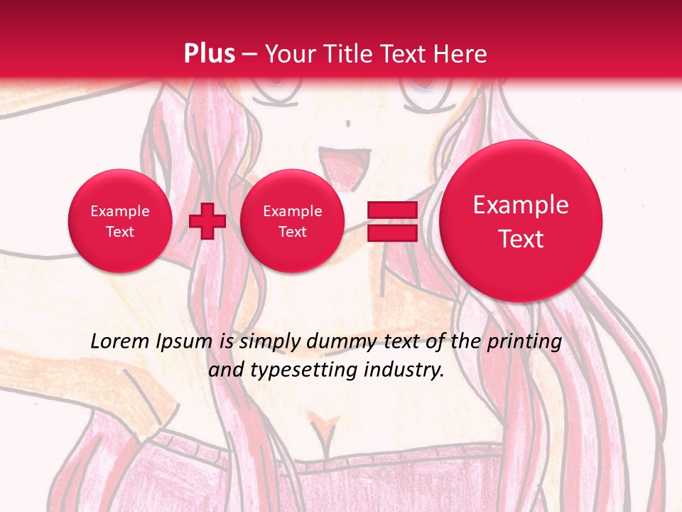 A Drawing Of A Girl With Long Pink Hair PowerPoint Template