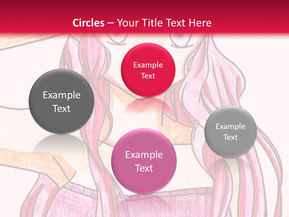 A Drawing Of A Girl With Long Pink Hair PowerPoint Template