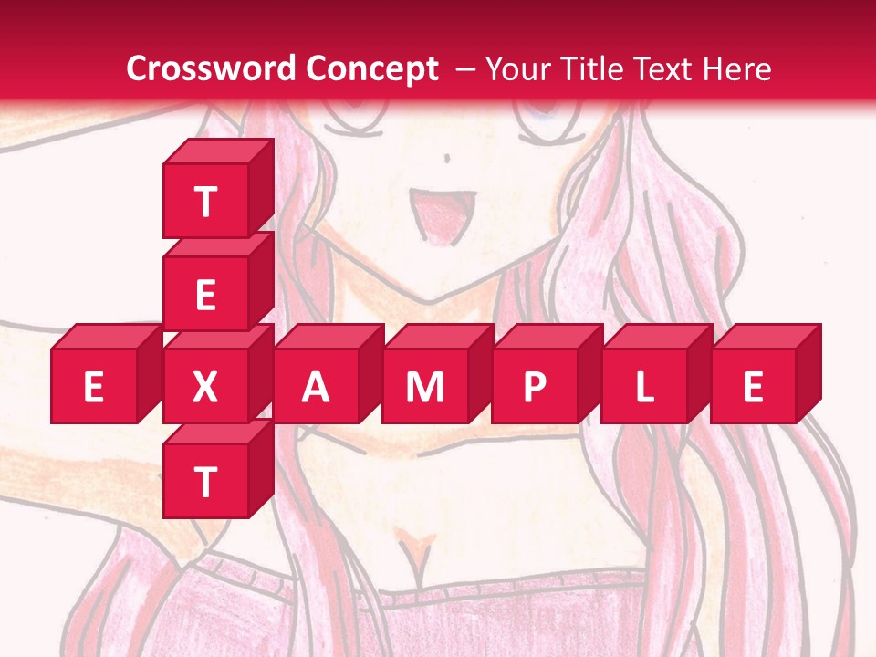 A Drawing Of A Girl With Long Pink Hair PowerPoint Template