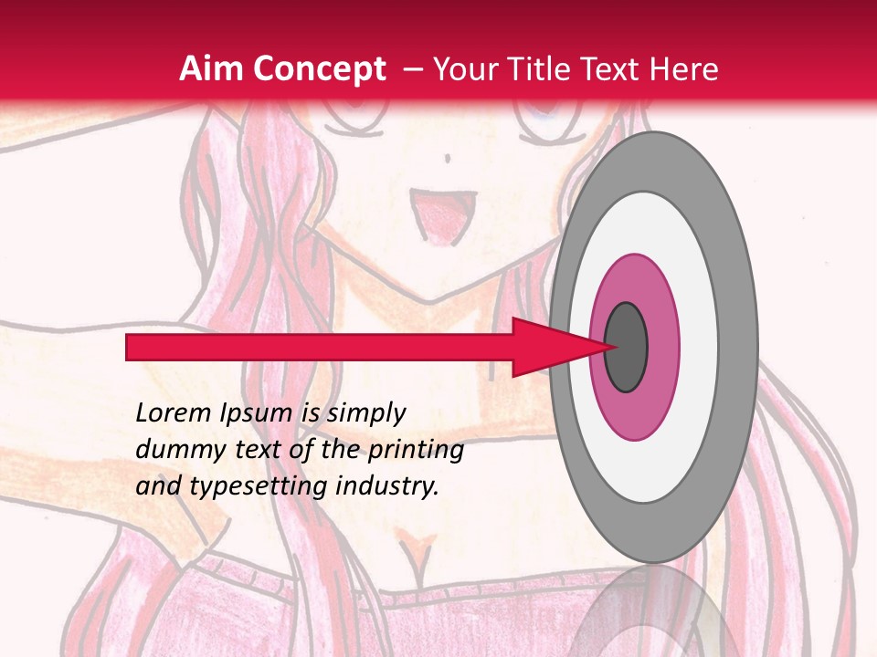 A Drawing Of A Girl With Long Pink Hair PowerPoint Template