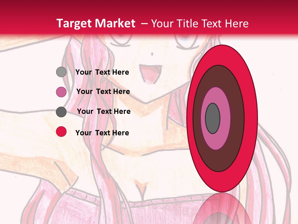 A Drawing Of A Girl With Long Pink Hair PowerPoint Template