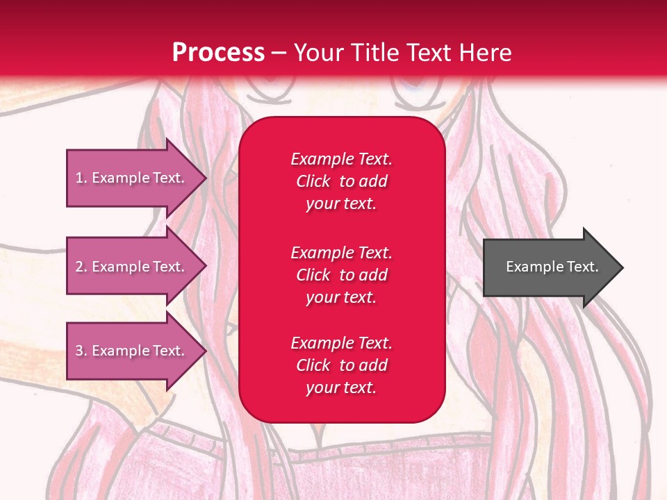 A Drawing Of A Girl With Long Pink Hair PowerPoint Template
