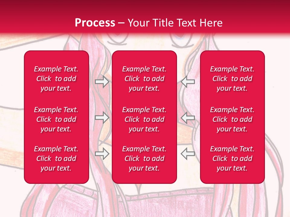 A Drawing Of A Girl With Long Pink Hair PowerPoint Template