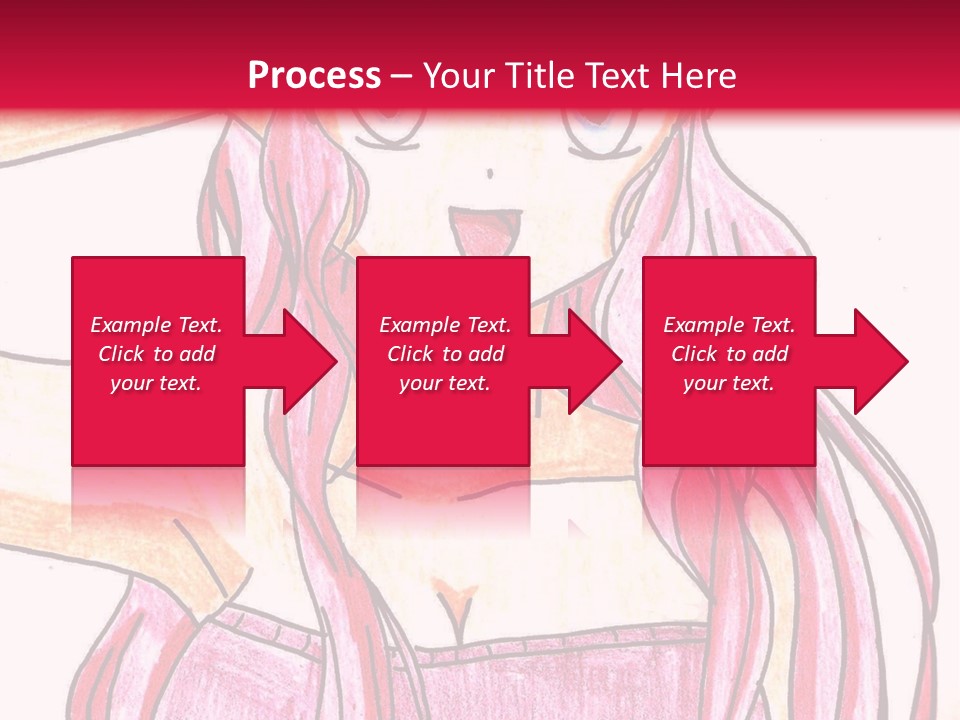 A Drawing Of A Girl With Long Pink Hair PowerPoint Template