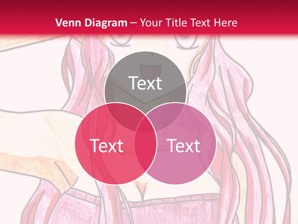 A Drawing Of A Girl With Long Pink Hair PowerPoint Template