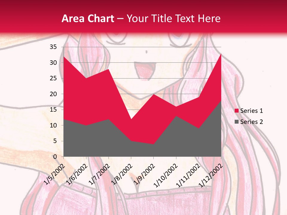 A Drawing Of A Girl With Long Pink Hair PowerPoint Template