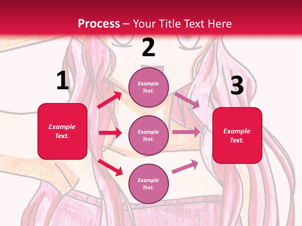 A Drawing Of A Girl With Long Pink Hair PowerPoint Template