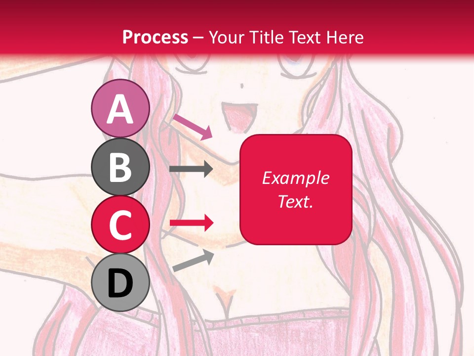 A Drawing Of A Girl With Long Pink Hair PowerPoint Template
