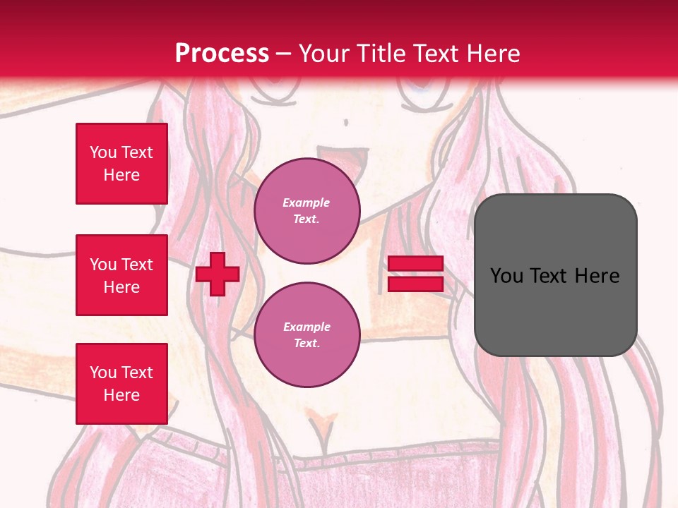 A Drawing Of A Girl With Long Pink Hair PowerPoint Template
