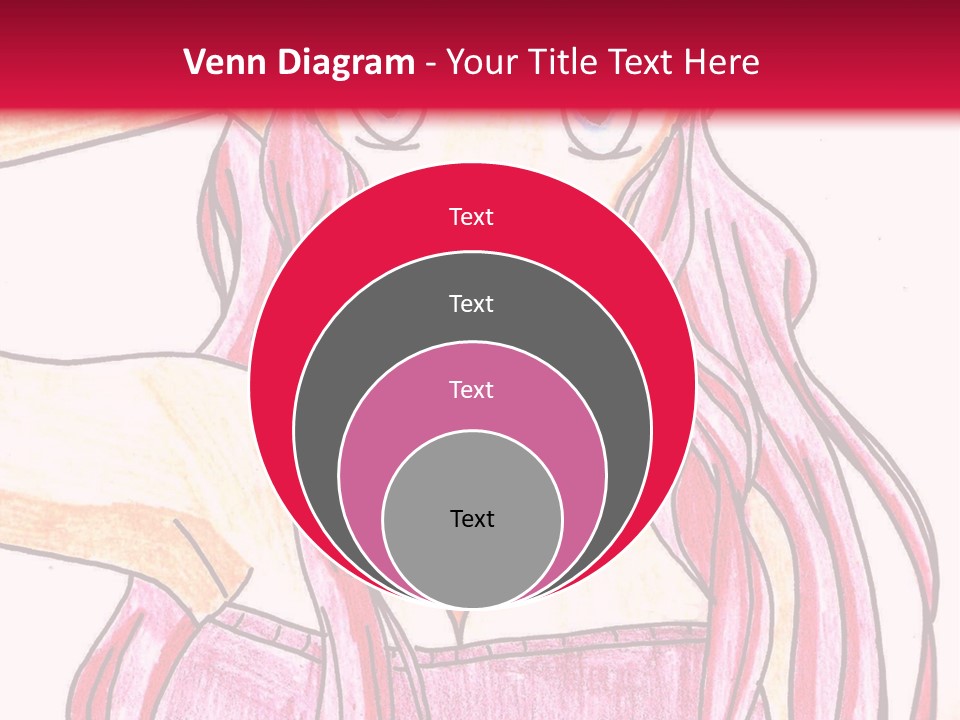 A Drawing Of A Girl With Long Pink Hair PowerPoint Template