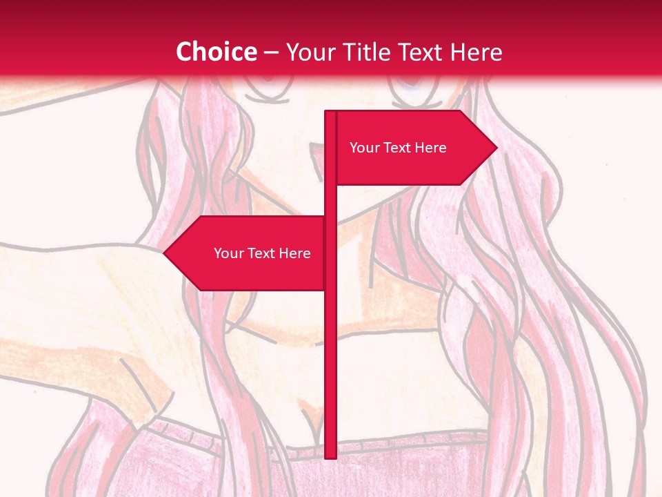 A Drawing Of A Girl With Long Pink Hair PowerPoint Template